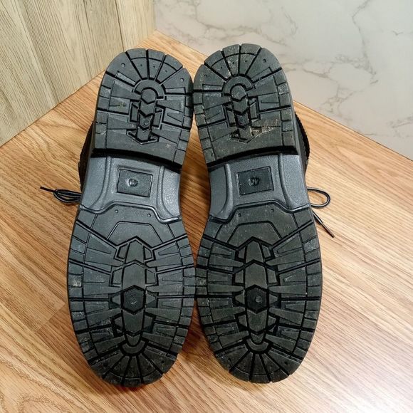 SofySofy Women Sz 9.5 EU 40 Black Combat Boot Lace Round Toe Low Heel Ankle - Picture 12 of 16